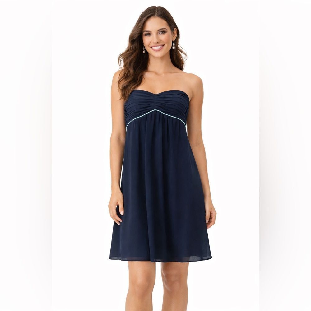 Sail to Sable Silk Strapless Navy Dress NWOT